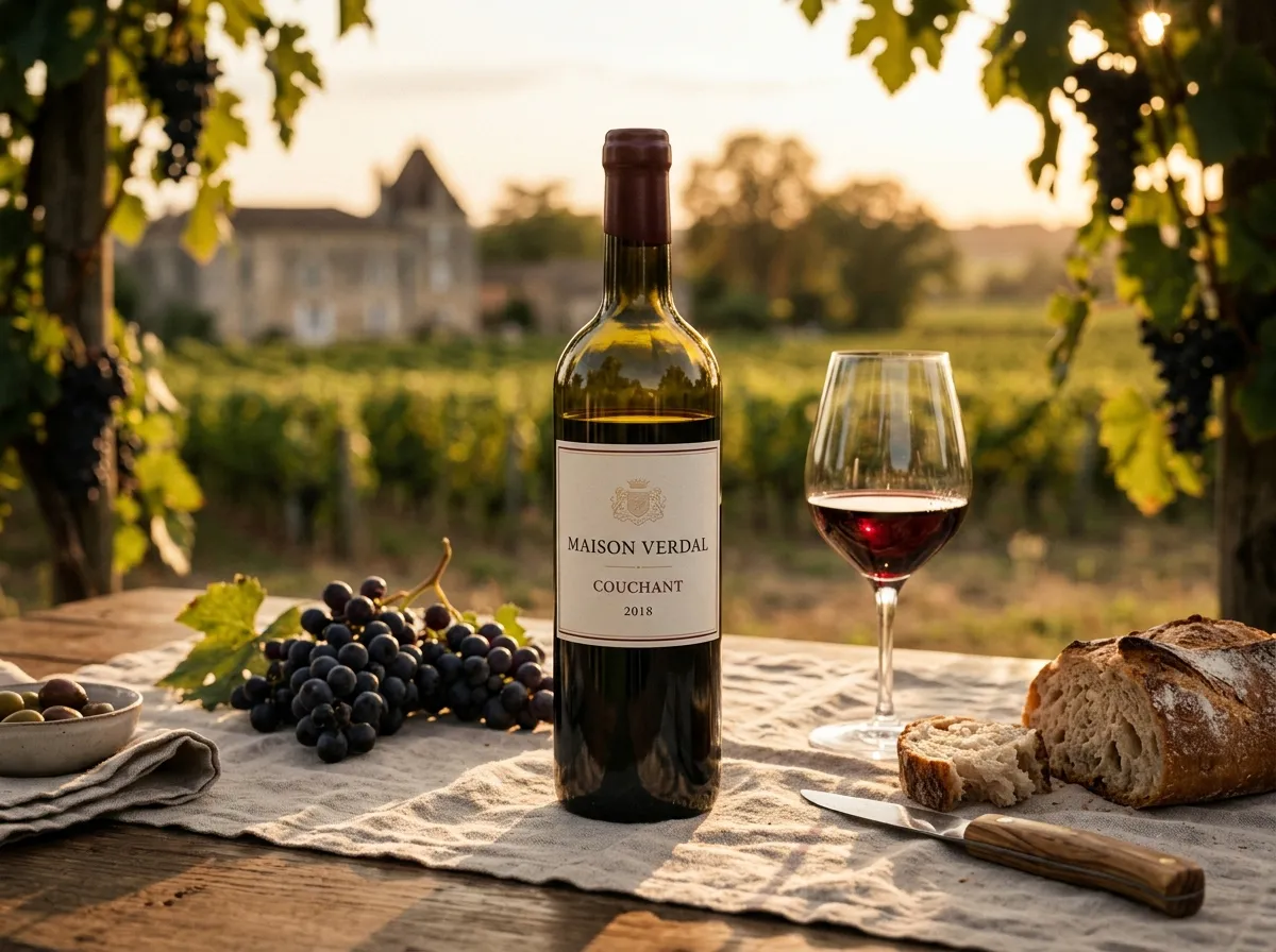 Bouteille de Couchant lors d'un pique-nique en plein air